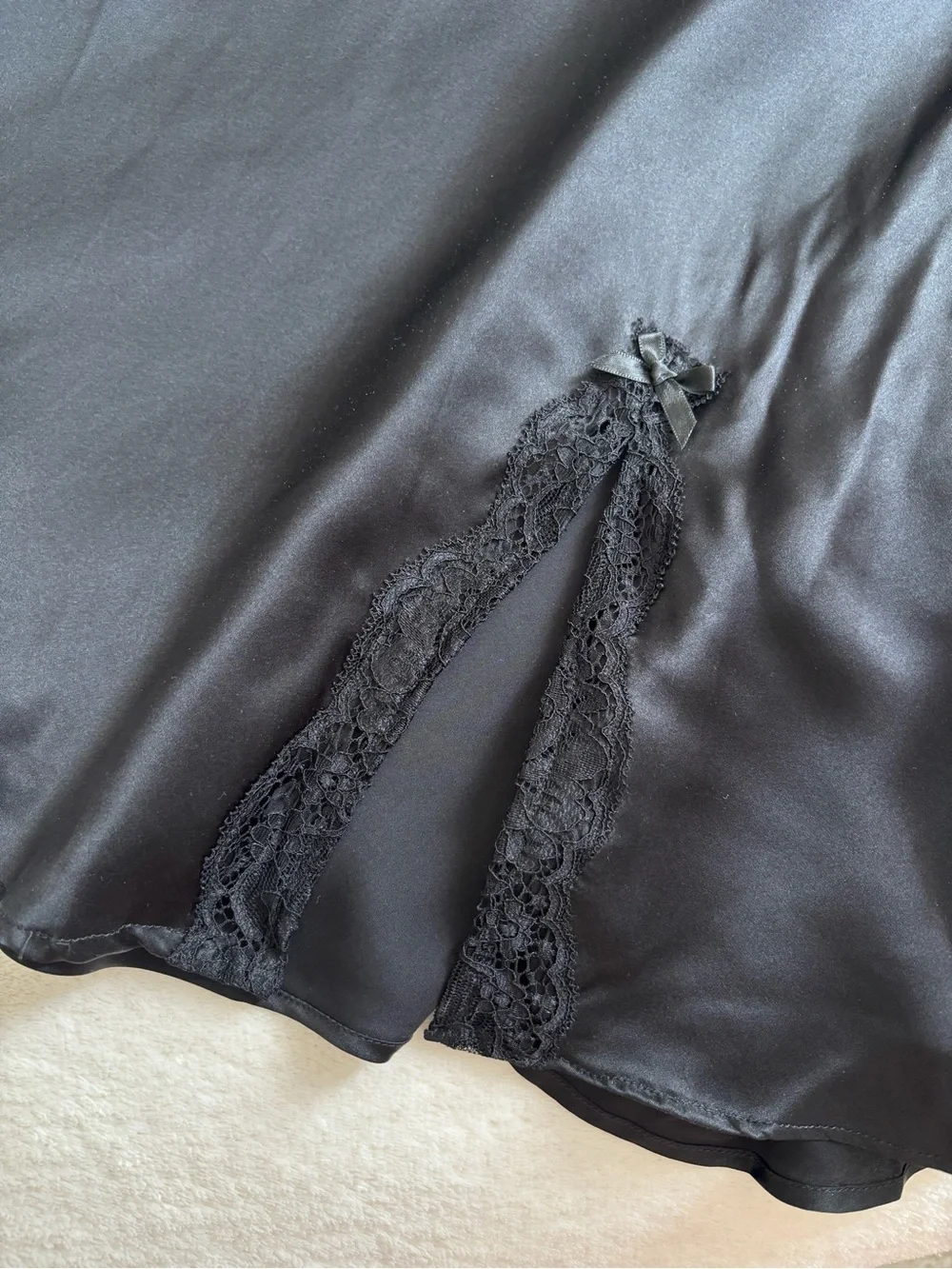 Silky Silky | Women’s Pure Silk 100% NWT Nightgown Lace Trim Chemise Black XS